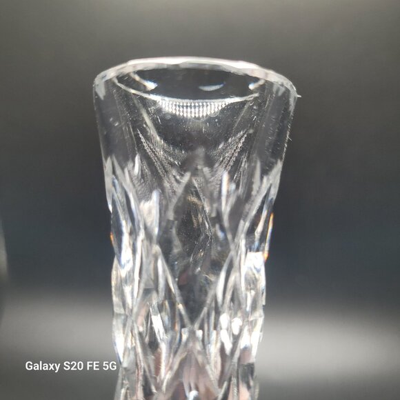 Vintage Royal Brierley Crystal Bud Vase Cut Glass Etched Footed Signed - Picture 10 of 11